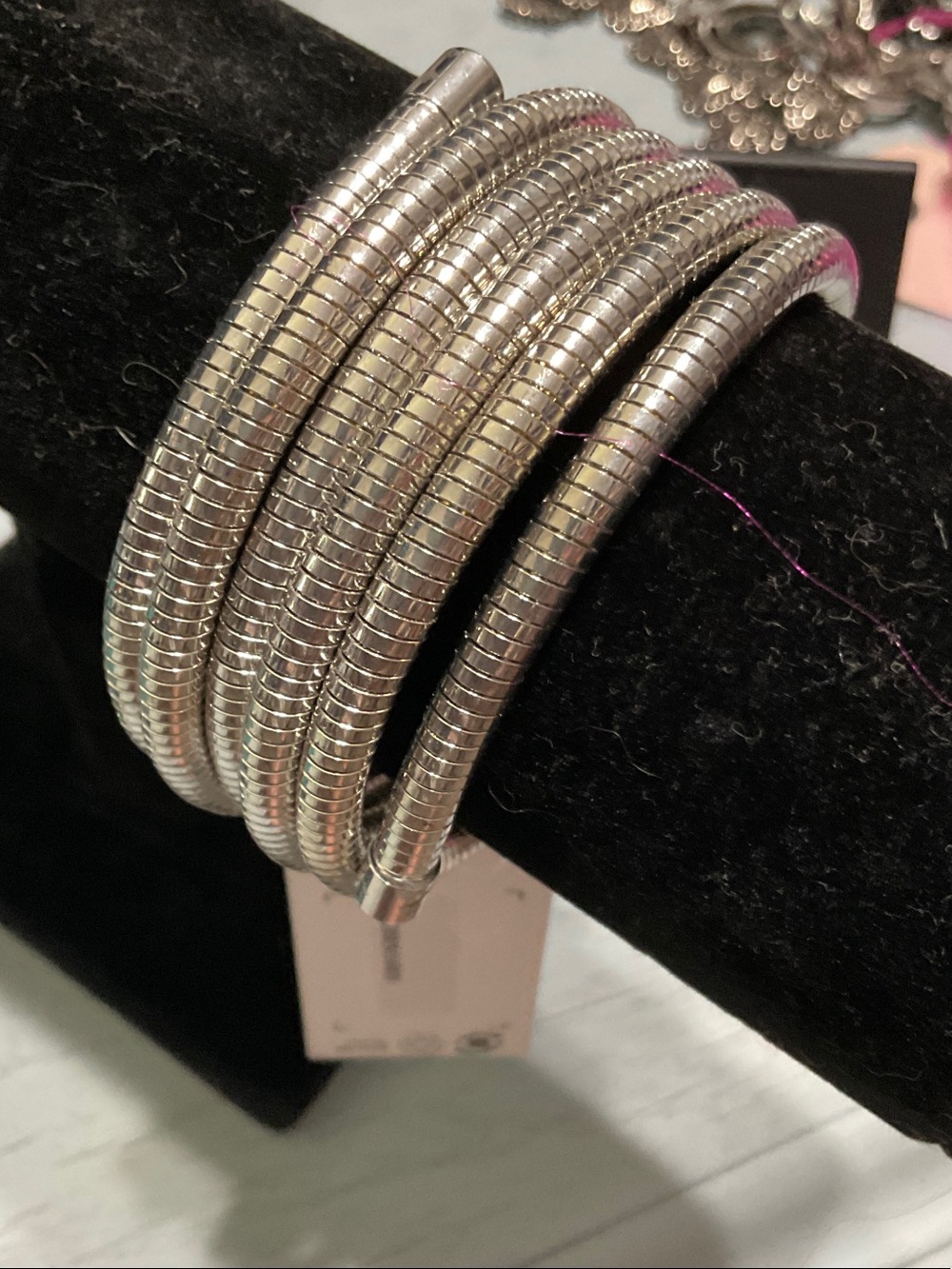 Multi-Row Silver Coil Wrap Bracelet for Women